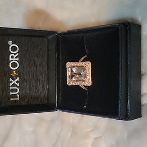 AAA Marropino Morganite with Diamond Halo Ring in 14K Rose Gold